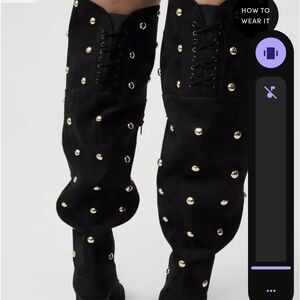 In search Of : Torrid Black Over-the-Knee Boots with Gold Accents